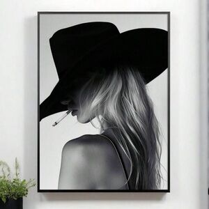Black White Western Cowgirl Wall Art
